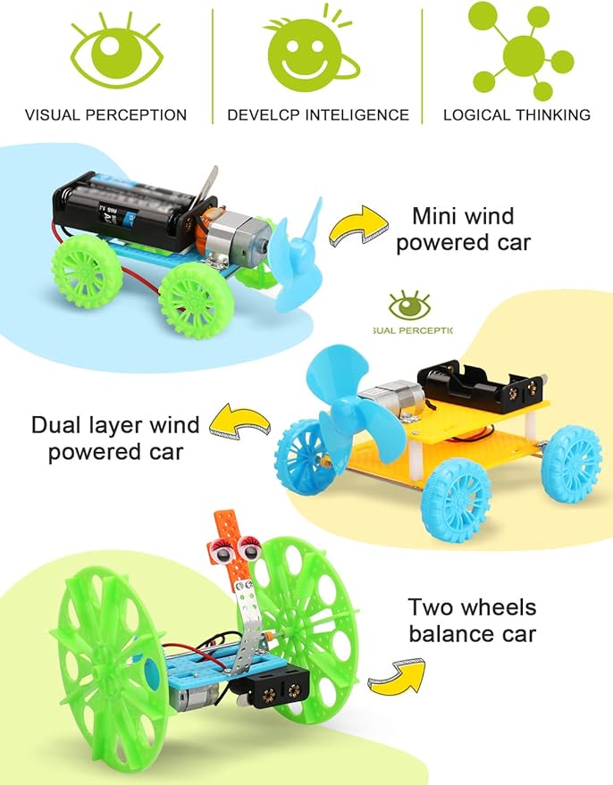 Poraxy 5 Set STEM Science Kits for Kids Ages 8-12, Robotics Model Car, Toys for Ages 8-13, Building Engineering Experiment Projects, Birthday Gifts for Boys Girls 6 7 8 9 10 11 12 13 Year Old