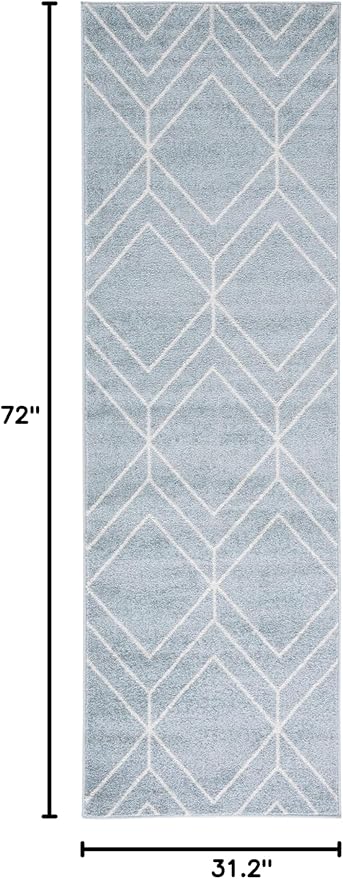 SAFAVIEH Adirondack Collection Runner Rug - 2'6" x 6', Blue & Ivory, Modern Geometric Design, Non-Shedding & Easy Care, Ideal for High Traffic Areas in Living Room, Bedroom (ADR241M)