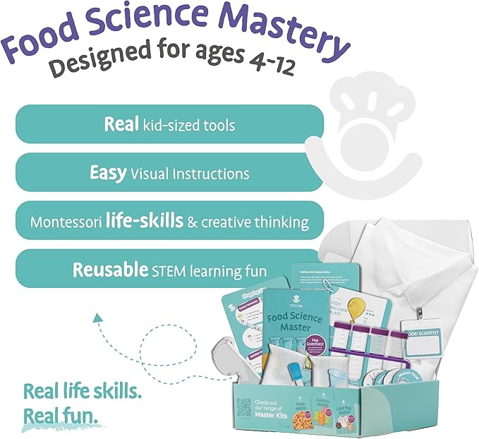 Tovla Jr Ultimate Food Science Experiment Kit for Kids Ages 4+ | STEAM Activity with Reusable Tools