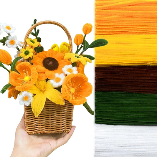 Peryiter 500 Pieces Pipe Cleaners Chenille Stems 12 Inch Craft Supplies Bulk for DIY Art and Craft Projects Creative Gift Wrapping Party Decorations(Sunflower Color,12 Inch)