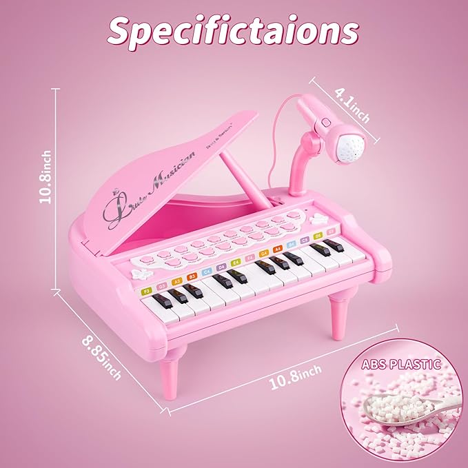 Amy&Benton Piano Music Toy Baby for Toddlers Pink for Girls 1-3 Girl First Birthday Gift for 1 2 3 Years Old Girl 1st Birthday Toy Presents for 1 2 3+ Kids Gift