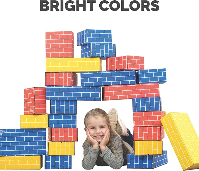 Bankers Box at Play Cardboard Building Blocks, 20 Pack, Large and Medium Montessori Toy Blocks for Kids and Families