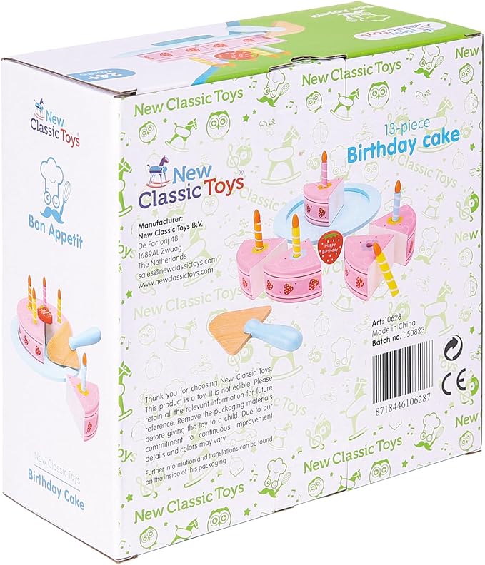 New Classic Toys Wooden Ice Cream Set Pretend Play Toy for Kids Cooking Simulation Educational Toys and Color Perception Toy for Preschool Age Toddlers Boys Girls