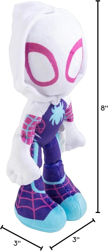 Marvel Spidey and His Amazing Friends 8" Gwen Stacy Ghost Spider Plush - Spider-Man Stuffed Animal Toy Figure - Officially Licensed - Spider-Verse Valentine's Day Gift for Kids, Boys, Girls - 8 Inches