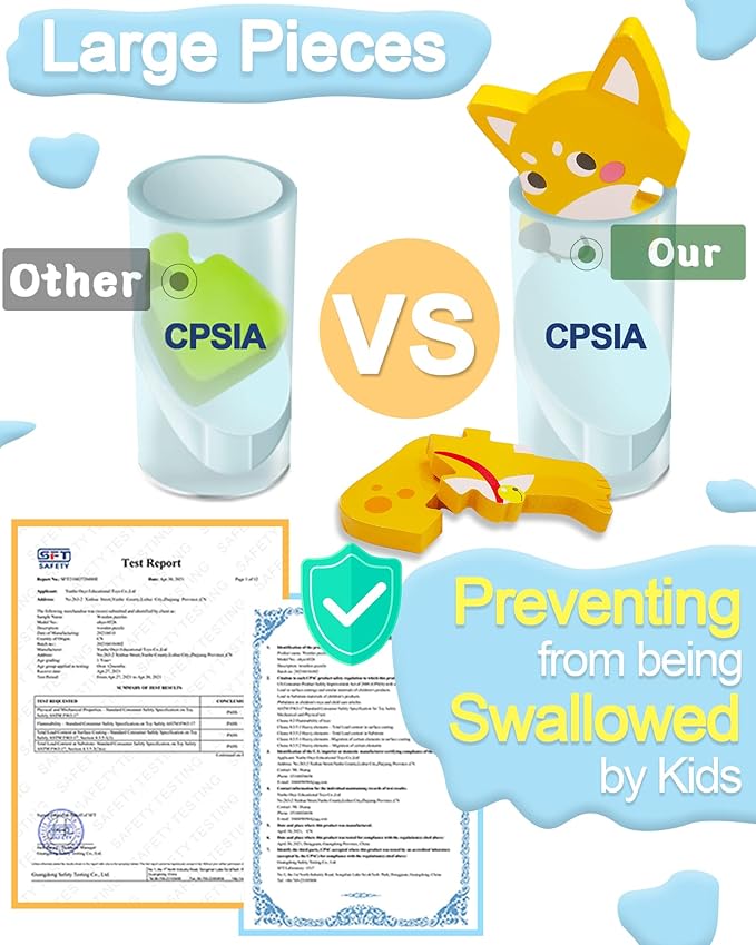 Benresive Wooden Toddler Puzzles Ages 1-3, Montessori Toys for 1 2 3 Year Old Boys Girls, 8 Pack Animal Toddler Toys Gifts for 1 2 3 Year Old Boys Girls, Learning Educational Preschool Toys