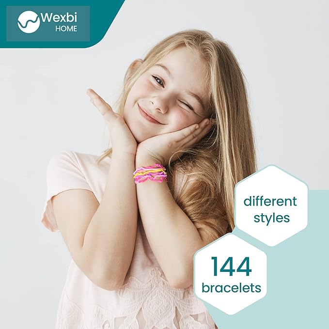 Wexbi home Mega Assortment Fun Bandz - Silicone Bandz Bracelets in a Variety of Vibrant Colors and Fun Shapes, Fun Silly Toy for Children (144)