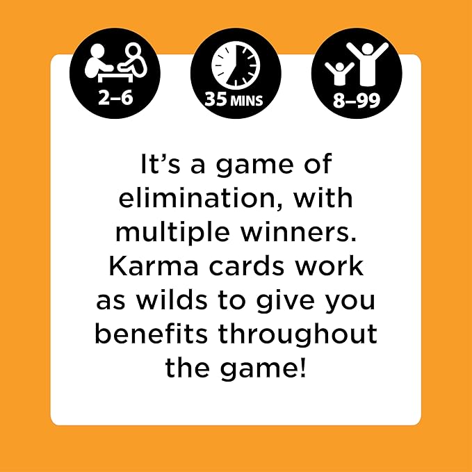 KARMA Card Games – Kids Games, Family Games Night, Card Games for Kids, Multi-Player, Screen Free, Travel Games, Playing Cards, What Goes Around, Comes Around, Ages 8+