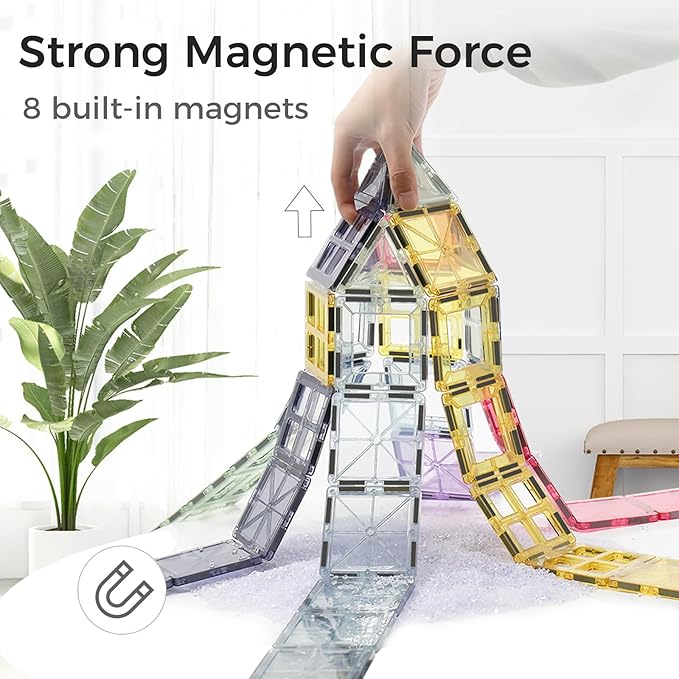 Magnetic Tiles 40pcs Magnet 3D Building Tiles Kids Toys for 3 4 5 6 7 8+ Years Old Boys Girls Magnet Toys STEM Educational Learning Magnetic Blocks Toy Set for Toddlers Child