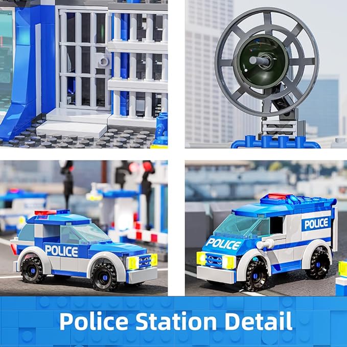 City Police Station Building Sets, 570pcs City Police Sets Toy Building Bricks Kit, Compatible with Lego,Gift for Boys 6-12