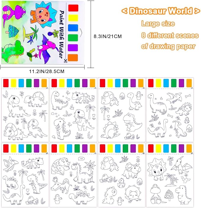 BAOXUE Water Coloring Books for Kids Ages 4-8,Paint with Water Colors Book for Toddlers,Watercolor Painting Paper Gift for Boys Girls 2-4 Years