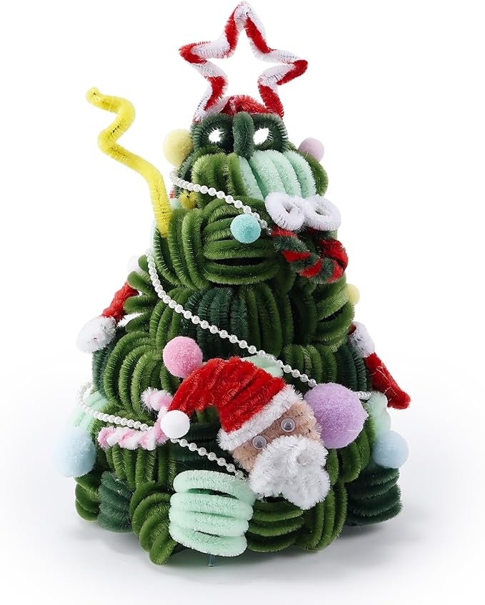 Caydo 300 Pieces Green Pipe Cleaners Craft Supplies Chenille Stems for DIY Craft Projects Christmas Decorations, 6mm x 12inch