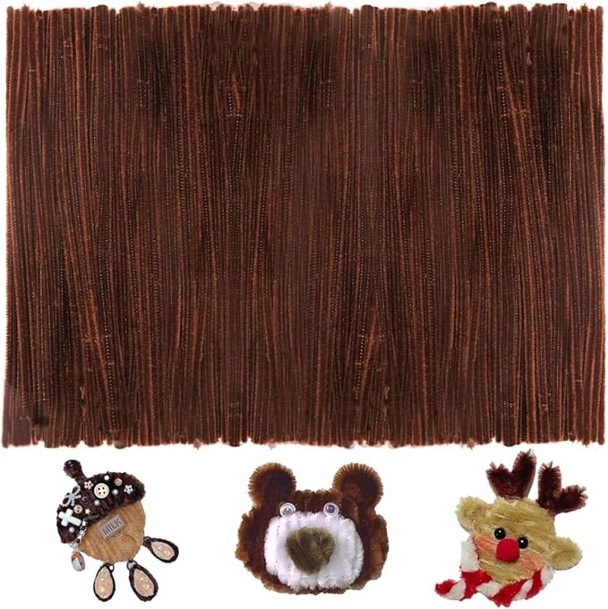 200pcs Pipe Cleaners, Pipe Cleaners for crafts, Craft Supplies Chenille Stems for Art&Craft Christmas DIY projects(12inch*6mm,Brown)