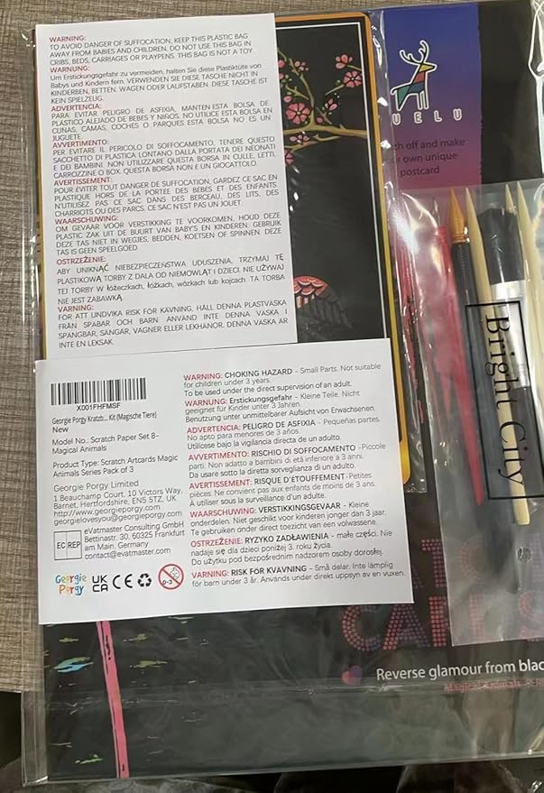 Georgie Porgy Scratch Paper Art A4 Set for Kids Adults Magic Rainbow Scratch Postcards Boards for DIY Arts and Crafts Kits Christmas Birthday Gift with Scratching Tools Kit (Magical Animals)