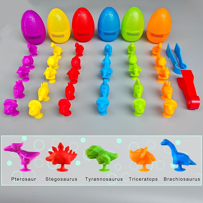 Easter Eggs Counting Dinosaur Egg Toys Matching Games with Sorting Bowls Preschool Learning Activities for Math Color Sorting Educational Sensory STEM Toy for Kids Boys Girls Aged 3+ Years Christmas