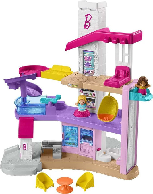 Fisher-Price Little People Barbie Toddler Toy Little DreamHouse Playset with Music Lights & Figures for Pretend Play Kids Ages 18+ Months