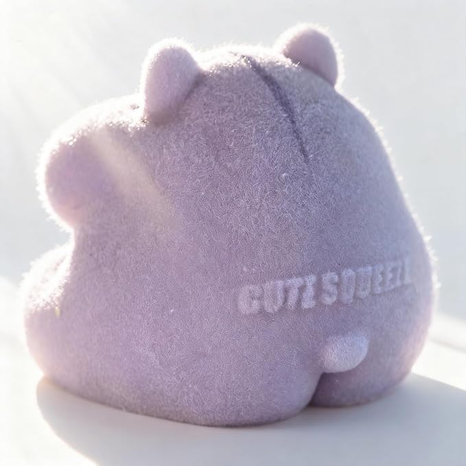 Handmade Taba Squishy Hamster Toy, Cute Squishy Hamster Fidget Toy, Realistic Soft Silicone Mochi Furry Toy, Stress Relief Gift for Adults & Kids, Sensory Anxiety Plushie (Purple)
