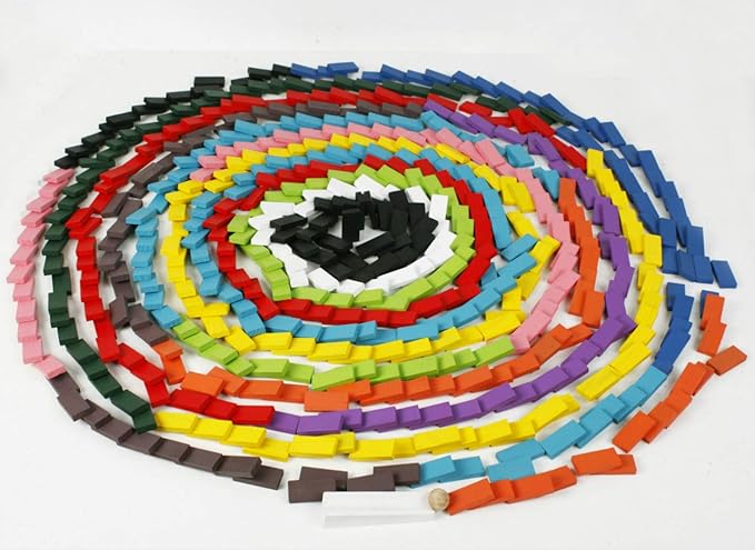 240pcs Authentic Standard Basswood Wooden Domino Blocks Set, Kids Educational Racing Toy Tile Games(12 Colors)