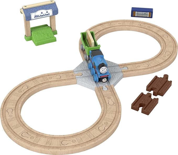 Thomas & Friends Wooden Railway Toy Train Set, Figure 8 Track Pack with Wood Engine for Pretend Play Preschool Kids Ages 3+ Years