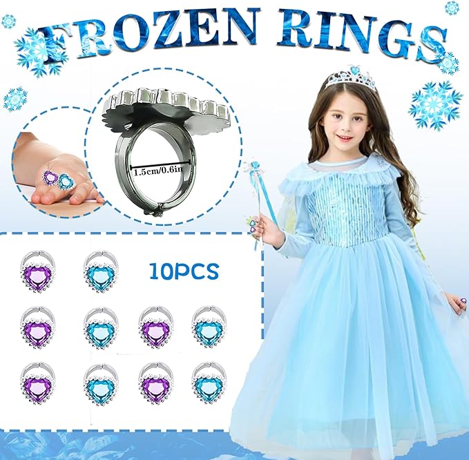 110Pcs Snowflake Birthday Party Favors Supplies kids Girl Winter Party Decorations Set Include Stickers, Hair clips, Necklaces, Rings, Hair Ties, Hair clips, Bracelets