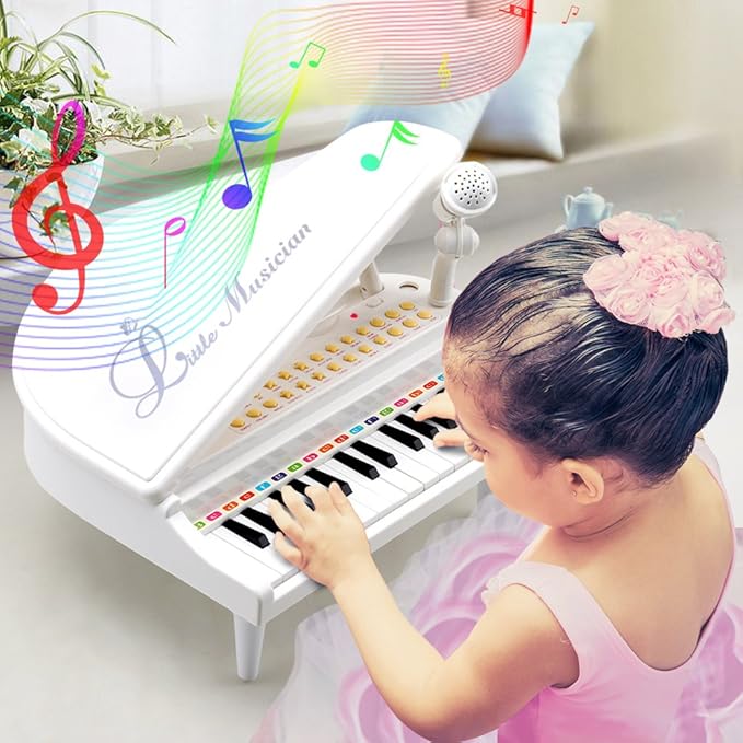 Amy&Benton Piano Keyboard Toy for Toddlers - 31 Key Baby Piano - White - Ages 3-4