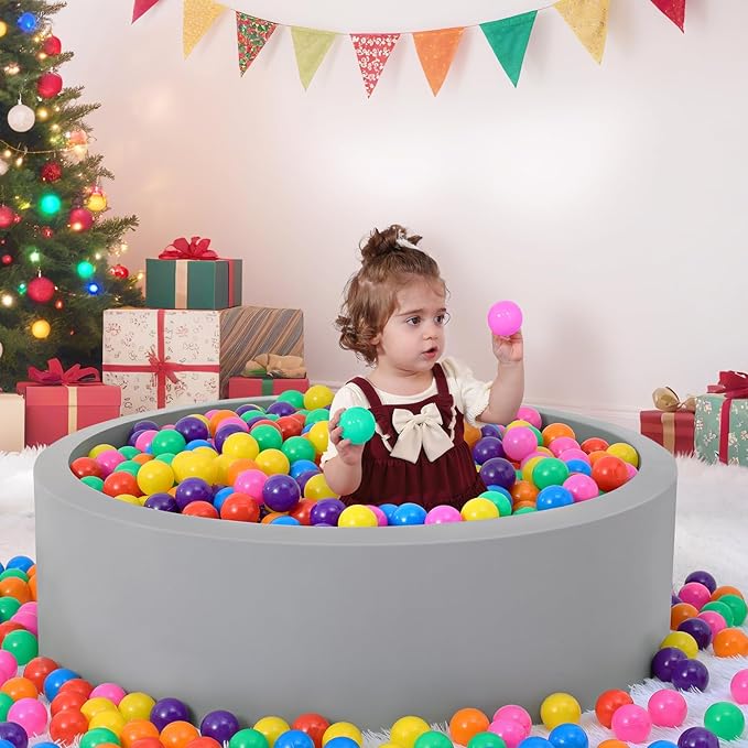 Foam Ball Pit for Toddlers with 100 Balls, Large Baby Ball Pit for Babies with Soft Memory Sponge, Indoor Outdoor Baby Playpen, Kids Play Ball Pool