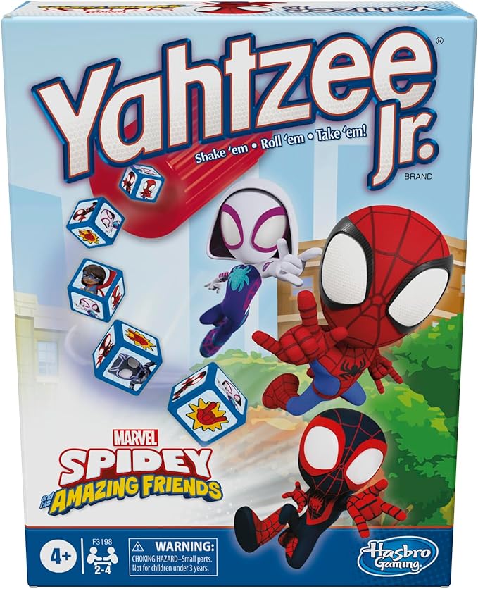 Hasbro Gaming Yahtzee Jr. Marvel Spidey and His Amazing Friends Edition Board Game | Preschool Games for Kids | 2-4 Players | Easter Gifts Boys & Girls | Ages 4+ (Amazon Exclusive)