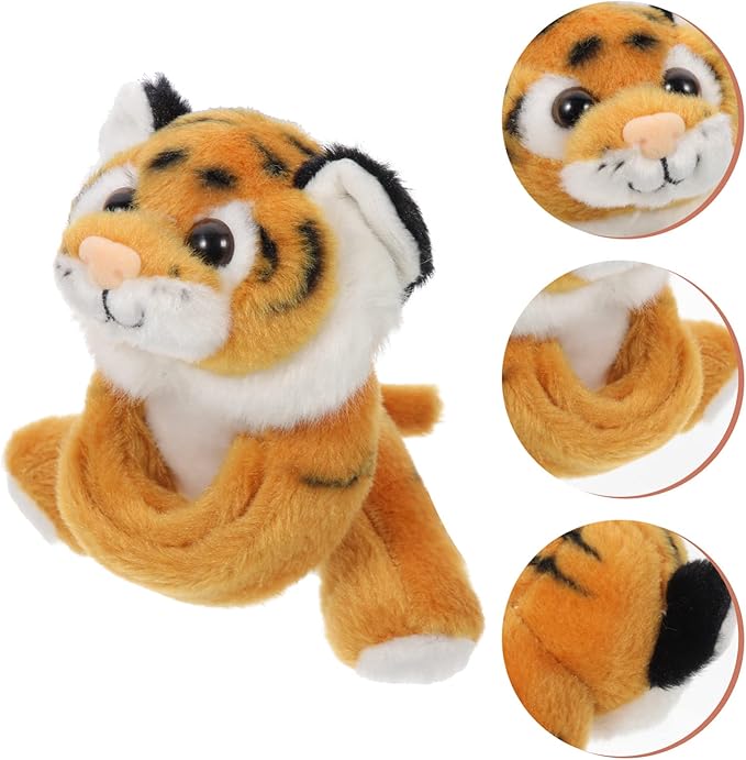 Zerodeko Animal Slap Bracelets, Stuffed Animal Lion Snap Bracelet Jungle Themed Slap Bracelet Animal Plush Toys Gifts Party Favors for Kids Toddler Boys Girls (Yellow)