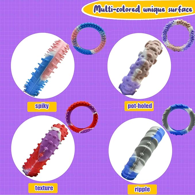 12pcs Random ColorSensory Fidget Toys for Kids Adults , Stretchy Fidget Bracelet &Texture & Calming Autism Sensory Toys for Special Needs Autistic Children &Calm Down Toy for Toddler Girls Boys