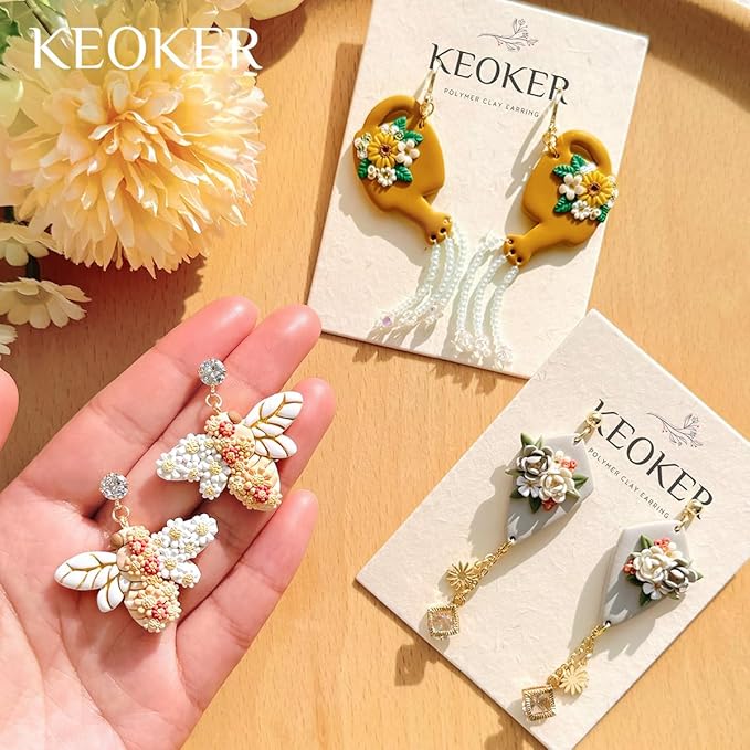 KEOKER Spring Polymer Clay Cutters - 11 Cutters for Polymer Clay Earrings, Flower Clay Earring Cutters