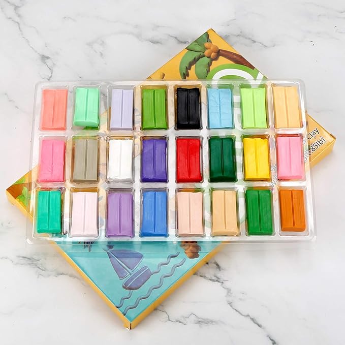 CiaraQ 24 Colors Small Block Polymer Clay Starter kit, Oven Bake Clay, CPSC Conformed Non-Toxic Molding DIY Clay, Great for Kids, Beginners