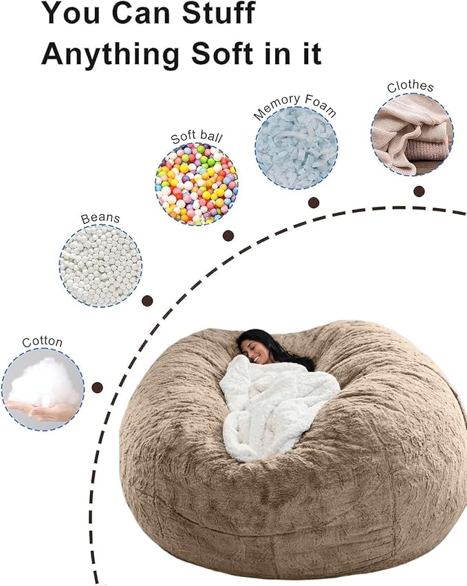 Round Giant Bean Bag Chair’s Inner Liner for Adults Kids (Without Bean Bag Cover and Filling), Inner Liner Only (6FT)