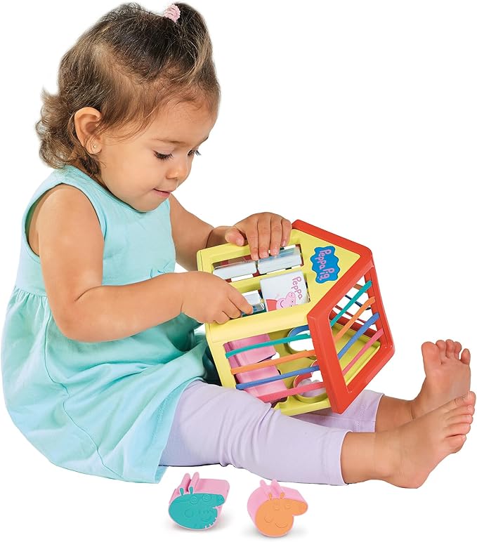 Toomies Peppa Pig’s Sensory House Activity Cube - Shape Sorter Sensory Bin with Color Matching - Peppa Pig Montessori Toys - Toddler Sensory Toys - Toddler Toys Ages 18 Months and Up