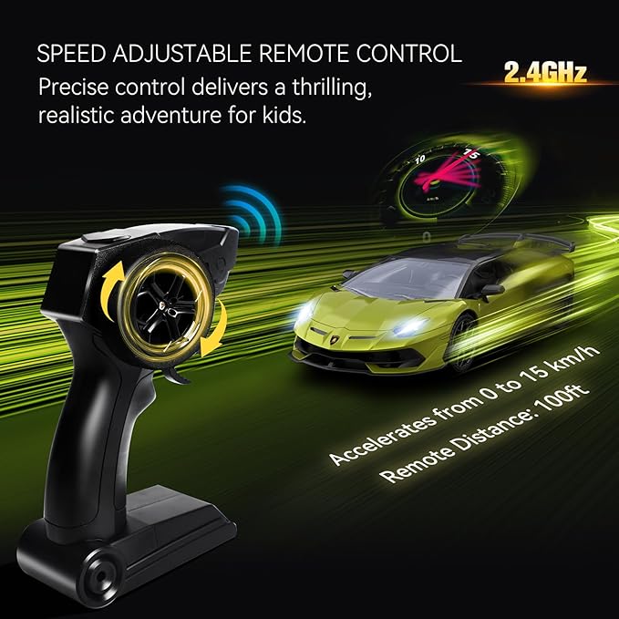 Lamborghini Remote Control Car, Officially Licensed 1:14 Lambo RC Car for Boys Girls Birthday Gift, Green Toys for 3 4 5 Years Old(Green)