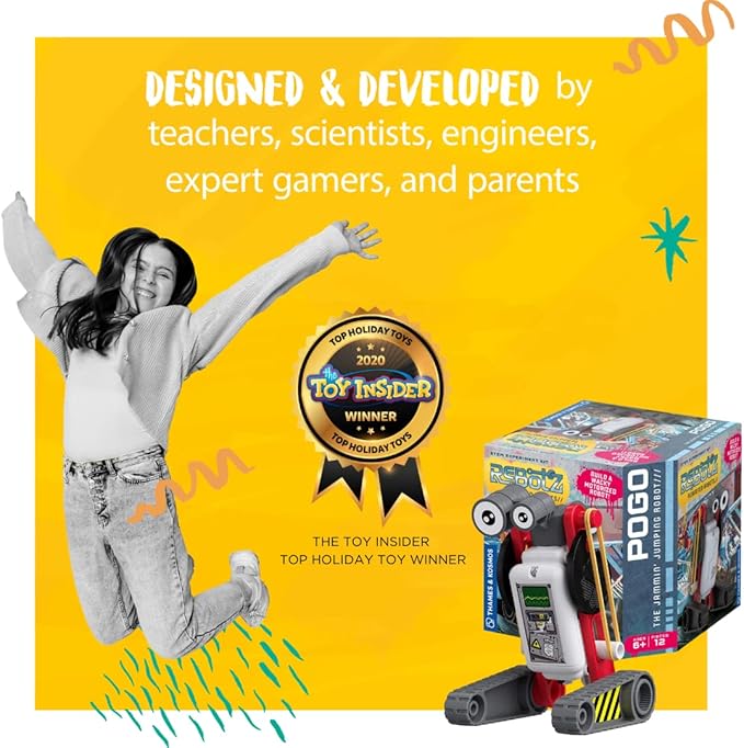 Thames & Kosmos ReBotz: Pogo – The Jammin’ Jumping Robot | Build a Wacky Motorized Robot! | Collect All 4 | Combine to Make New Robotic Creations | Great Stocking Stuffer, Easter Basket Goodie