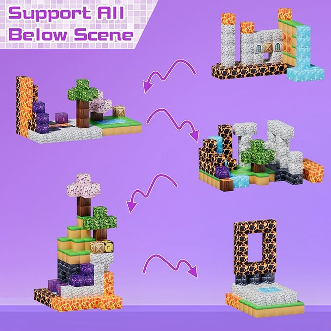 Magnetic Blocks-120 PCS 1 inch Build Happy Castle Magnetic Tiles,Magnet Building Cube Game for Kids Age 3 4 5 6 7 8 9 10, Magnet Tile Toy for Halloween STEM Sensory Toys for Girl Boys