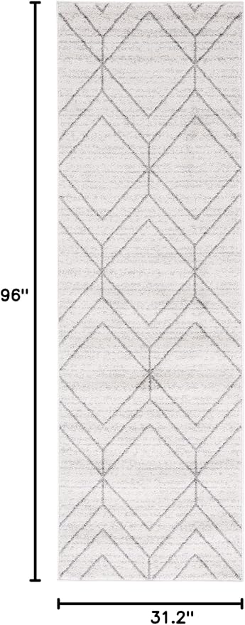 SAFAVIEH Adirondack Collection Runner Rug - 2'6" x 8', Light Grey & Dark Grey, Modern Geometric Design, Non-Shedding & Easy Care, Ideal for High Traffic Areas in Living Room, Bedroom (ADR241G)