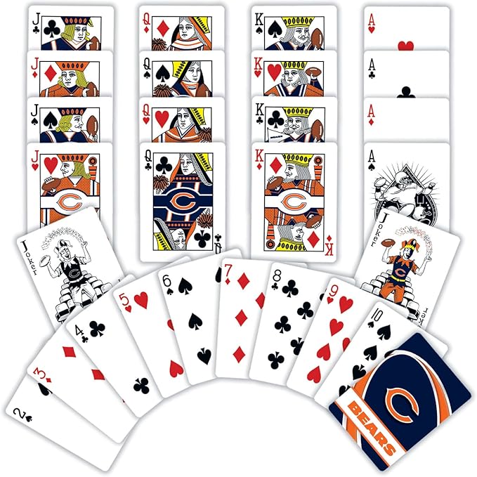 MasterPieces - NFL Playing Cards, Officially Licensed Chicago Bears Football Deck, Family Games for Adults and Kids, Standard Index