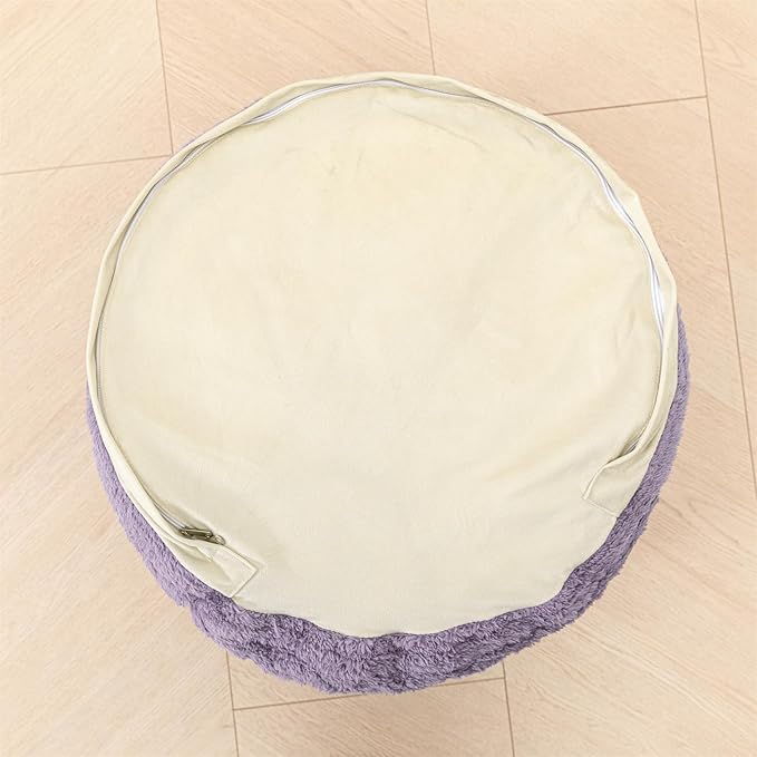 Pouf Ottoman Stuffed 20x20x12 Inches Floor Pouf Plush Fiber Ottoman Foot Rest Under Desk Foot Stool for Living Room Bedroom (Purple Pouf with Filler)