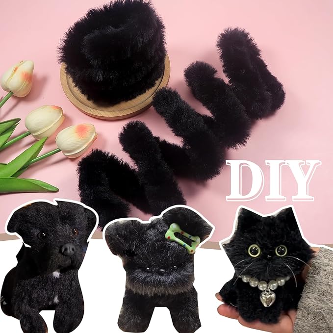 TOAOB 4pcs Thick Pipe Cleaners Black Large Chenille Stems for Crafts Long 39 Inch Fuzzy Sticks Craft Supplies for DIY Art Craft Projects Home Decorations