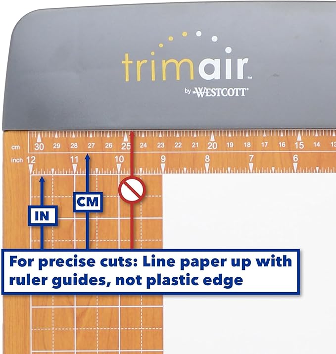 Westcott 18'' TrimAir Wood Guillotine Paper Cutter & Paper Trimmer, 30 Sheet (15108)
