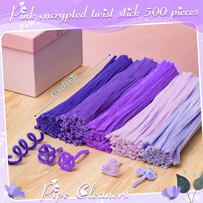 Peryiter 500 Pieces Pipe Cleaners Chenille Stems 12 Inch Craft Supplies Bulk for DIY Art and Craft Projects Creative Gift Wrapping Party Decorations(Pink,12 Inch)