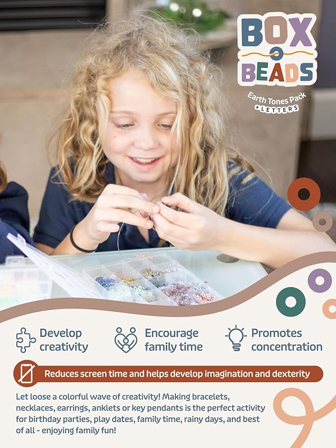 Felix LeChef Clay Bead Bracelet Kit, 7000 Pcs Alphabet Letters and Earth Tone Neutral Colors Heishi Clay Beads Set for Friendhip Bracelet Making Jewelry Making Beading Accessories