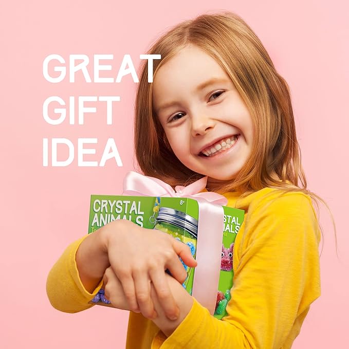XXTOYS Crystal Growing Terrarium Kit - Crafts for Girls Ages 8-12- Create 12 Animals Science Kit for Kids - Light-Up Crystal Lantern Kit– STEM Toys for 7-12 Great Birthday Gifts for Boys & Girls