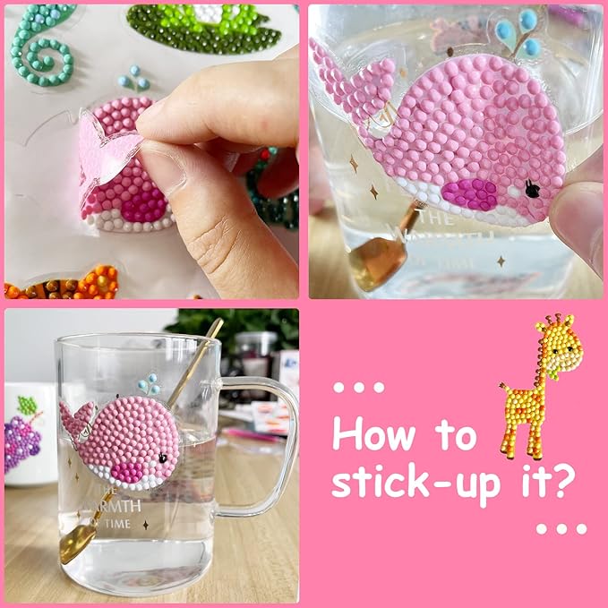 sinceroduct 80pcs Diamond Stickers for Kids - 5D DIY Gem Art Kits, Safe and Colorful Crafts for Girls, Boys, and Beginners