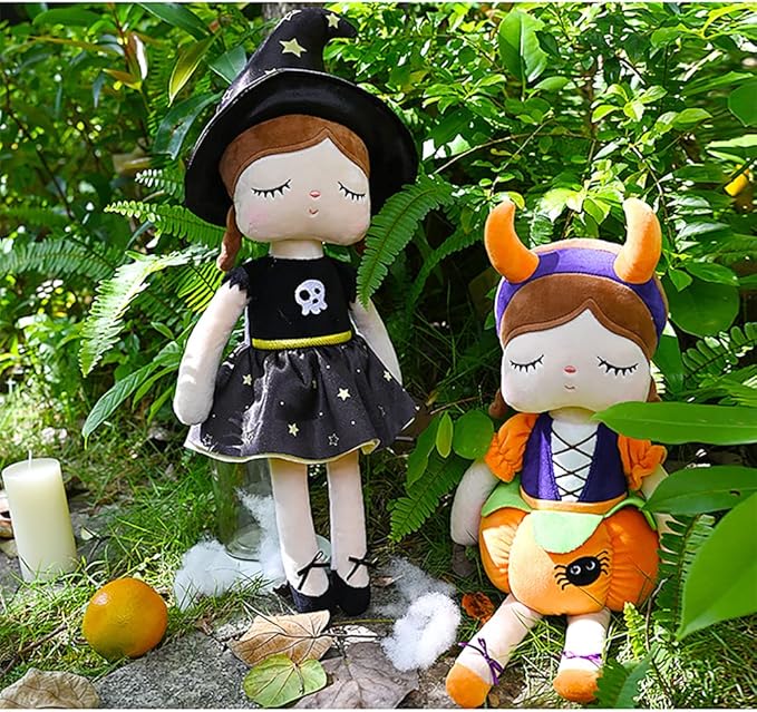 13" Exclusive New Halloween Doll, Cute Princess Fairy Plush Doll, Witches and Pumpkin Doll Girl Gifts, Non-Toxic Soft Skin-Friendly PP Cotton Plush Stuffed Angela Doll (Witches)