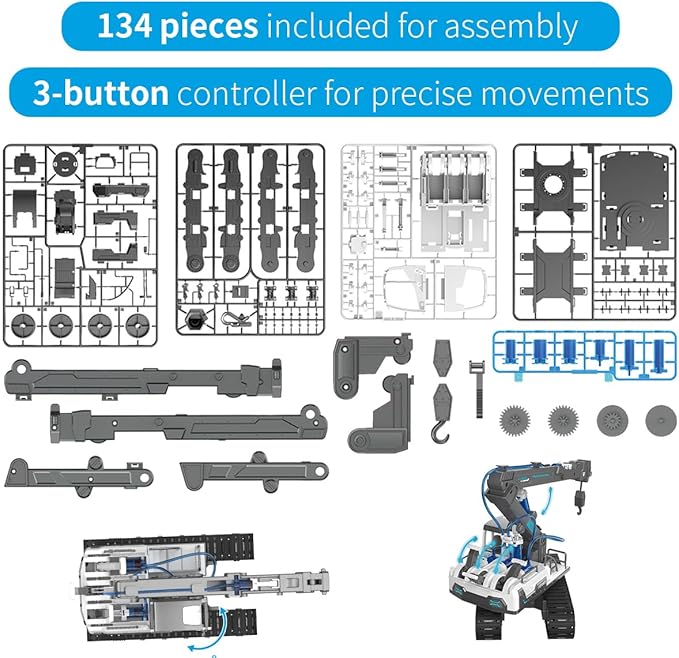 Hydraulic Power Crane Building Block Assembly Toy Set - Educational Science Experiment Kit,STEM Toys for Boys Age 8-12,Rich Operability&Realistic Appearance