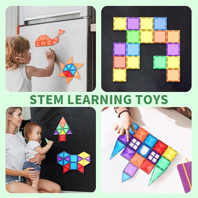 Magnetic Tiles Toys for 3 4 5 6 7 8 Year Old Boy Girls Kids Beginner Set,Magnetic Building Blocks Learning Toys for Toddlers Age 2-4 3-5 4-5 5-6 6-8 Birthday Christmas Ideas (30PCS Colourful)