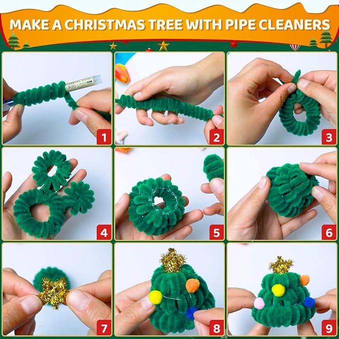 180 pcs Christmas Pipe Cleaners, Pipe Cleaners Craft, Arts and Crafts, Crafts, Craft Supplies, Art Supplies (Christmas Mixed)…