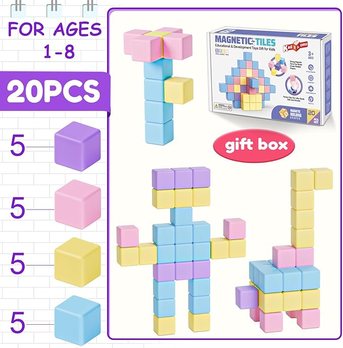 Magnetic Blocks for Toddlers Ages 3-5 Macaron 1.21 Inches Magnetic Building Blocks for Kids Ages 4-8 Gifts Montessori Magnet Cubes Sensory Toys for 3+ 4 5 6 7 Year Old Girls Boys Birthday Christmas