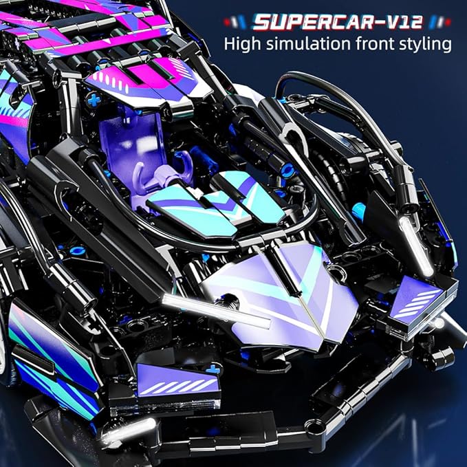 Mesiondy Sports Car Building Blocks Toys Boys,1:14 MOC Building Set Raceing Car Model,Construction Toy for Adults,Cars for Boys Age 6 7 8 9 Years Kids